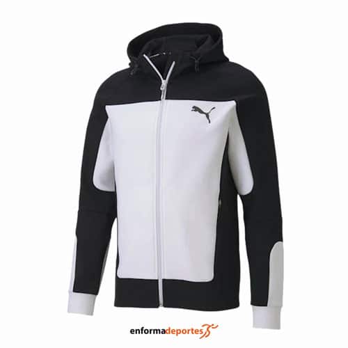 ▷ SUDADERA HOMBRE PUMA EVOSTRIPE HOODED | PUMA WHITE | Enforma Deportes