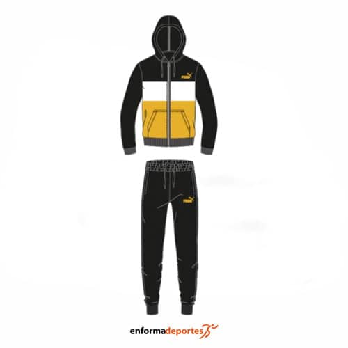 ▷ CHANDAL HOMBRE PUMA COLORBLOCK SUIT | PUMA BLACK-SUPER LEMON | Enforma  Deportes