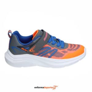 Zapatillas Junior Skechers Microspec Velocity | ORANGE & CHARCOAL SYNTHET